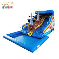 WINSUN Toboggan aquatique gonflable commercial en PVC 0,55 mm, piscine étanche pour l'extérieur, jeux d'été pour adultes et enfants, parc aquatique, fête WSS-555