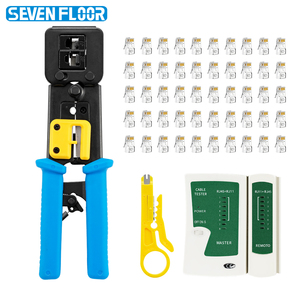 Kit professionnel d'outils de sertissage RJ45 avec testeur de connecteurs et outils de sertissage à passage direct pour câbles réseau - Product Image 2