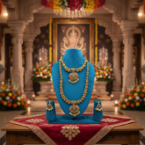 High Quality Ethnic South Indian Laxmi Bridal Jewelry <b>Set</b> Alloy <b>Gold</b> Plated Zircon Engagement Anniversary Wedding Party Antique - Product Image 3