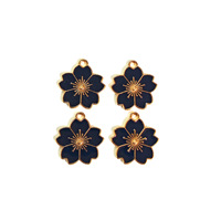 Accessoires de bijoux DIY Sakura en alliage, motif fleur de prunier à cinq pétales, finition émail goutte d'huile, pour pendentif de collier, porte-clés et pendentif de téléphone portable