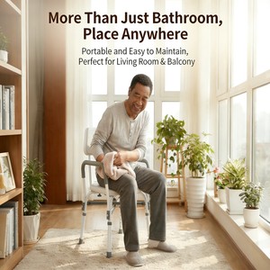 <span class=keywords><strong>Chaise</strong></span> <span class=keywords><strong>de</strong></span> douche et <span class=keywords><strong>de</strong></span> toilette pliable en acier inoxydable <span class=keywords><strong>pour</strong></span> personnes âgées, 350 kg, réglable sur 6 niveaux avec dossier, <span class=keywords><strong>pour</strong></span> personnes handicapées et seniors à domicile - Product Image 3