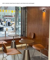Ensemble de table et de chaises de salle à manger rondes modernes en bois massif et en métal pour restaurants, cafés, salons, 2 places