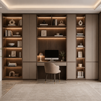 Bibliothèque en bois sur mesure, directement de l'usine, avec bureau informatique intégré, étagère murale et armoire de rangement, écologique, pour bureau à domicile et étude