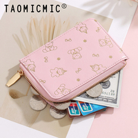 Dompet Kartu Wanita TAOMICMIC Bahan PU Motif Beruang Segar dengan Ritsleting, Banyak Slot Kartu, Tempat Koin, Kantong Kartu Akses Portabel