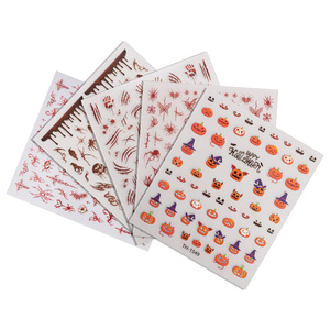 Nuevas pegatinas de uñas de Halloween estilo oscuro con calabaza, fantasma y cicatrices, calcomanías INS multiusos para uñas, decoraciones artísticas DIY para teléfonos, venta al por mayor - Product Image 5
