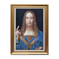 Reproduction de peinture à l'huile artisanale Divine Salvator Mundi, portrait de Jésus-Christ de Da Vinci, art sur toile pour décoration murale de salon