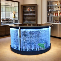 Comptoir de réception de bar à jus mobile illuminé par LED moderne design avec panneau mural à bulles d'eau