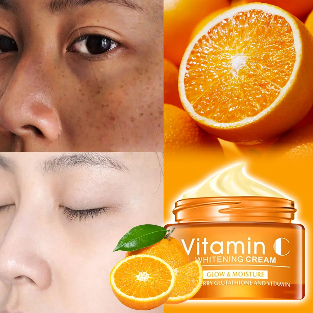 Krim pelembap wajah Vegan Vitamin C organik alami Losion pelembap antikeriput untuk wajah