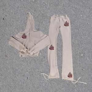 Sweat à capuche imprimé avec logo personnalisé dégradé solide ensemble de pantalons de survêtement de sport vintage costume de jogging étoile écologique brouillard automne décontracté tricoté - Product Image 2