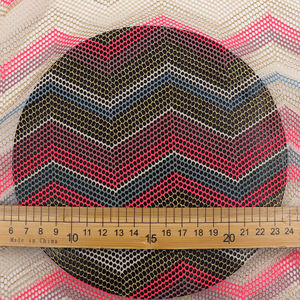 Tela de encaje de malla de tejido de diamante multicolor <span class=keywords><strong>hilo</strong></span> de oro metálico de poliéster ecológico ligero vestidos de niña elásticos - Product Image 3