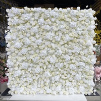 Dinding Bunga Campuran Mawar Hydrangea Putih Latar Belakang Pernikahan Dekorasi Jendela Pusat Perbelanjaan Studio Foto Harga Pabrik