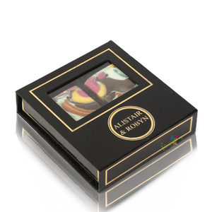 Boîtes à savon de luxe en carton recyclé <span class=keywords><strong>noir</strong></span> mat avec logo personnalisé, <span class=keywords><strong>design</strong></span> fenêtre et impression quadricolore - Product Image 2