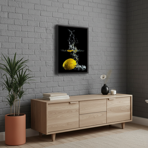 Modern Lemon Wall Hanging - <b>Black</b> <b>Framed</b> Canvas Print for Bedroom Decor - Product Image 3