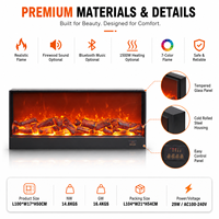 Chimenea Eléctrica con Pantalla LCD, Diseño de Pared, Protección de Seguridad Contra Sobrecalentamiento, Control Remoto en Inglés, para Uso Doméstico y Hotelero