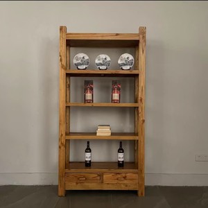 Vitrina <span class=keywords><strong>de</strong></span> <span class=keywords><strong>Madera</strong></span> Maciza China Antigua Restaurada, Estantería Ajustable para Sala <span class=keywords><strong>de</strong></span> Estar, Mueble <span class=keywords><strong>de</strong></span> Exhibición Vintage - Product Image 3