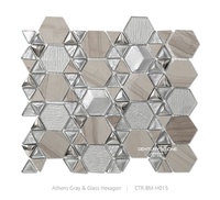 Mosaïque hexagonale en mélange d'argent et de brun pour mur de cuisine