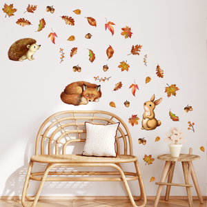 MS6306 pegatinas decorativas autoadhesivas de acuarela con diseño de oso pardo de bosque de otoño y frutos de arce - Product Image 4