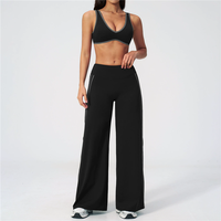 Ensemble de yoga amincissant ZC3588 pour femme, séchage rapide, coupe ajustée, pantalon large, soutien-gorge de sport, tenue de sport OEM