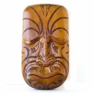 Masker Pesta Keramik Tiki Kuning Hawaii