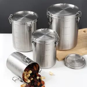 Multi function Useful Stainless steel sealed storage tank set organizer storage container jar