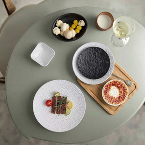 Assiette en céramique nordique noire et blanche à texture rocheuse, assiette à dîner en porcelaine, <span class=keywords><strong>vaisselle</strong></span> de service professionnelle <span class=keywords><strong>pour</strong></span> <span class=keywords><strong>restaurant</strong></span> - Product Image 5