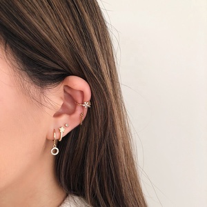 Nueva moda gran oferta pendientes de circonia cúbica joyería 18K pendientes circulares chapados en oro real - Product Image 2