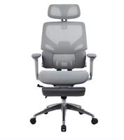 Chaises de bureau pivotantes ergonomiques de luxe à dossier haut, confortables, respirantes, avec support lombaire en maille et repose-pieds LED