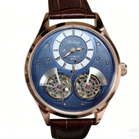 Neuerscheinung Herren Doppel-Tourbillon Automatische Mechanische Uhr, Hochwertige Luxus-Geschäfts-Automatikuhr Wasserdichte Armbanduhr