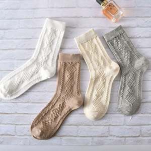 Autumn Winter New Customised White Tube <b>Socks</b> for Women Wholesale Hygroscopic Sweating Solid Color Knitted - Product Image 4