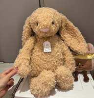 Peluche de luxe anti-stress en coton PP, version britannique JE, pour lapin bouclé, avec base lestée, douce au toucher, idéale pour un anniversaire