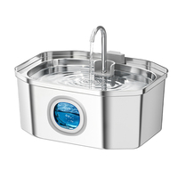 Fontaine à eau pour animaux de compagnie en acier inoxydable 304, marque privée, distributeur automatique pour chats, fontaine à boire pour chiens avec fenêtre de niveau d'eau, faible MOQ