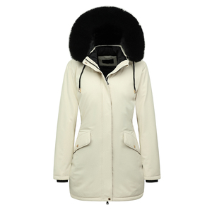 Nouvelle collection Hiver 2025 – Manteau long en coton simple pour <span class=keywords><strong>femme</strong></span> avec col en fourrure et revers, veste chaude en duvet de coton - Product Image 4
