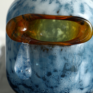 फ्लोलेंको रचनात्मक अमूर्त डिजाइन आधुनिक नीले पीले हस्तनिर्मित पर्यावरण अनुकूल ग्लास टेबलटॉप vases घर होटल की शादी के लिए - Product Image 4