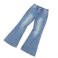 Jean en denim déchiré taille haute micro-évasé Y2K scintillant avec cristaux, coupe ample respirante, jambe large, longueur genou, style fête mignon pour femme