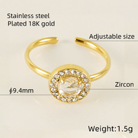 Bagues de bijouterie fine plaquées or en acier inoxydable personnalisées Bagues de doigt pour femmes incrustées de double couche de zircons cubiques étanches