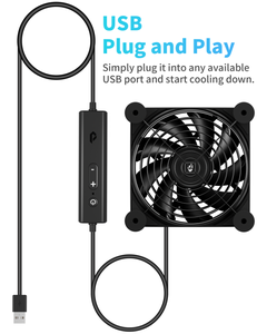 Ventilateur de refroidissement USB upHere U3UK1 120 mm avec contrôleur 3 vitesses, ventilateur silencieux à double roulement à billes pour routeur, modem, PS5, Xbox, armoire AV - Product Image 2