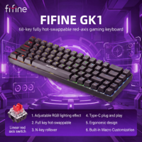 Teclado Mecánico para Juegos FIFINE GK1 de 68 Teclas con Interruptores Rojos, Hot-Swap, NKRO Completo, 1000Hz, RGB, Macro Integrado, USB-C para PC y Laptop