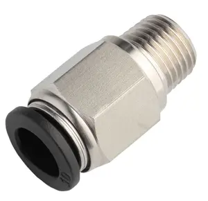 14,16mm & 1/4,3/8, 1/2 BSPT Male Straight Stainless Steel AISI 316L INOX Pneumatic Push to Connect Fittings with RoHS