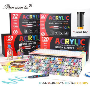 パンウェンボ ソフトブラシチップ ドローイングマーカーペン アクリル絵の具ペン アクリル絵の具マーカーセット 絵画とDIYクラフト画材用 - Product Image 1
