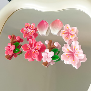 <span class=keywords><strong>Figurine</strong></span> en résine 3D <span class=keywords><strong>Sakura</strong></span>, branche de fleur de cerisier, ornement pour coque de téléphone et centre de nœud pour cheveux - Product Image 4