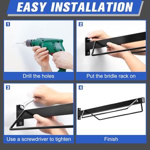 <span class=keywords><strong>2</strong></span> पैक दीवार माउंट हॉर्स टैक भंडारण की आपूर्ति अंग्रेजी पश्चिमी काइयों के लिए काठी रैक स्टैंड - Product Image 4