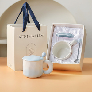 Ceramic <b>Mug</b> With Lid and Spoon Gift <b>Box</b> Porcelain Coffee Cup Custom Logo Business Gift Festival Souvenir - Product Image 1
