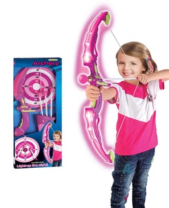 Jeu de tir à l'arc et à la flèche pour enfants, jeu de cible de tir à la flèche <span class=keywords><strong>avec</strong></span> lumière pour filles, jouet recourbé en plastique, arc et flèche - Product Image 5