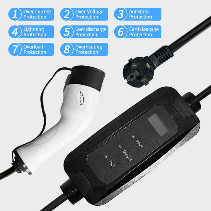 3.5kw 7kw 16A 32A Type 2 Mobile Level 2 Ev Charger Ac Station OLCD Screen Car Manufacture Portable Electric Vehicle for Wuling