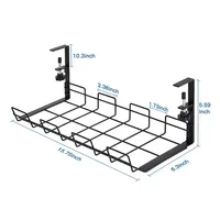 Plateaux de treillis métallique sans perceuse sous le support de stockage de plateau de gestion de câble de bureau