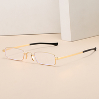 Lunettes de lecture unisexes W001 à monture métallique fine et carrée avec étui, correction de la presbytie, montures dorées et grises, de 1.0 à 4.0