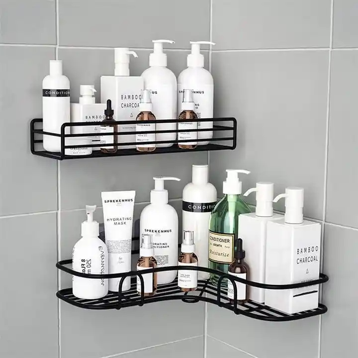 2-Pack Shower Caddy Basket Bathroom Shelf with Hook, No Drilling
