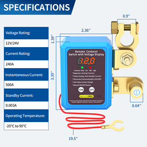 Interruptor de <span class=keywords><strong>control</strong></span> remoto de 240A, interruptor de desconexión de batería con <span class=keywords><strong>control</strong></span> remoto de voltaje <span class=keywords><strong>Led</strong></span>, interruptor de apagado remoto de <span class=keywords><strong>12V</strong></span> para coche y camión - Product Image 2