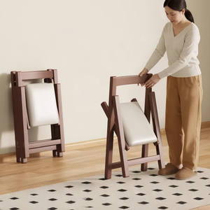 Sedia <span class=keywords><strong>Pieghevole</strong></span> in Legno Massello con Seduta Imbottita, Salvaspazio, Moderna ed Ergonomica, per Casa, Ufficio, Hotel, Uso <span class=keywords><strong>Esterno</strong></span> L122 - Product Image 3