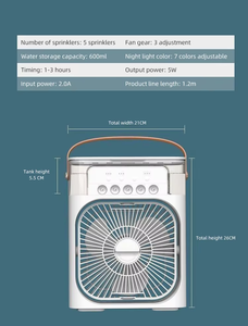 USB portátil de 3 velocidades 3-en-1 ventilador de refrigeración de escritorio 600ml <span class=keywords><strong>humidificador</strong></span> de espacio - Product Image 5